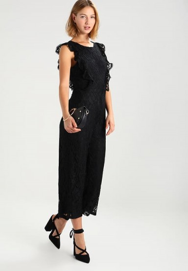 Fashion Union SEA Jumpsuit black | lace ruffle trim jumpsuits