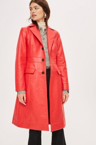 Topshop Faux Leather Coat | red winter coats - flipped