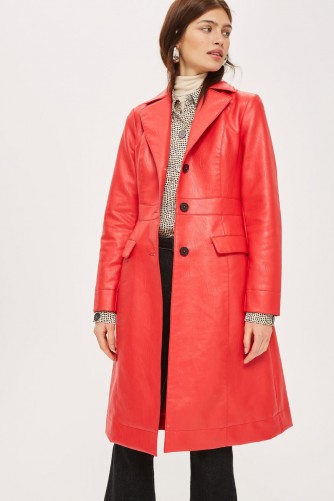 Topshop Faux Leather Coat | red winter coats