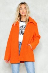 NASTY GAL Feel Your Touch Jacket – oversized orange boucle jackets