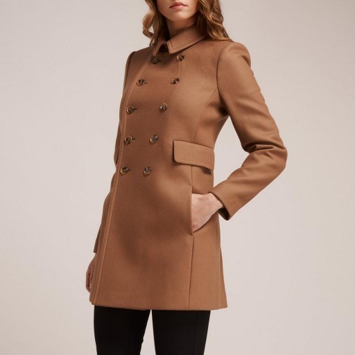 L.K. Bennett FELLI CAMEL WOOL COAT ~ light brown military style coats - flipped
