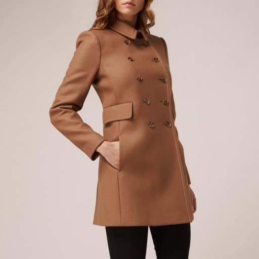 L.K. Bennett FELLI CAMEL WOOL COAT ~ light brown military style coats