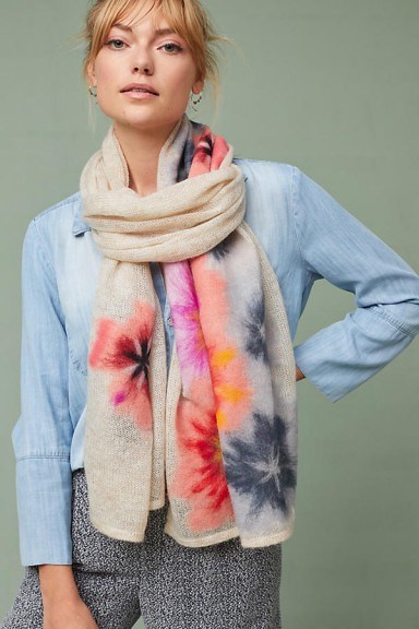 Anthropologie Felted Bouquet Scarf | floral knitted scarves | luxe style winter accessories - flipped