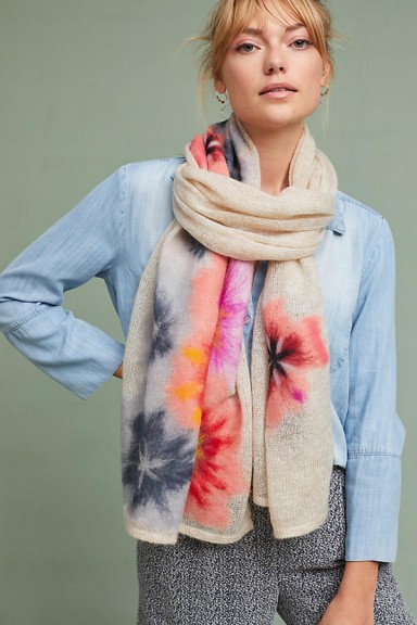 Anthropologie Felted Bouquet Scarf | floral knitted scarves | luxe style winter accessories