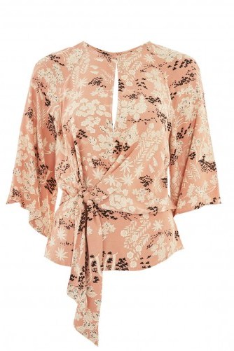 TOPSHOP Fern Knot Front Blouse ~ pink keyhole blouses - flipped