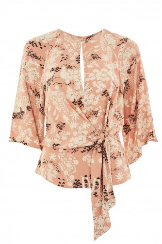 TOPSHOP Fern Knot Front Blouse ~ pink keyhole blouses