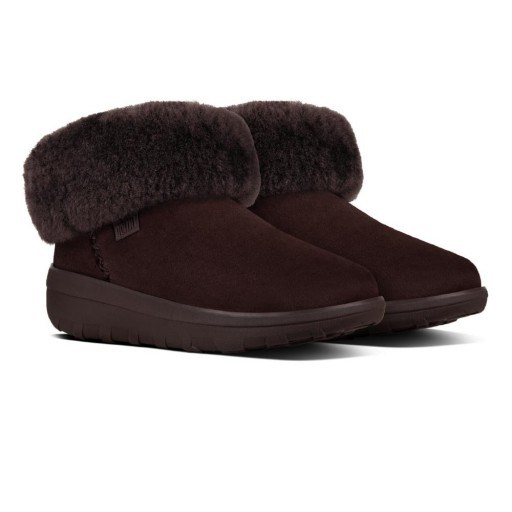 fitflop MUKLUK Shorty Suede Boots ~ warm chocolate brown booties - flipped