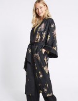 M&S COLLECTION Floral Print Long Sleeve Kimono – Marks and Spencer kimonos – slinky evening coats