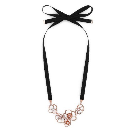 L.K. Bennett FLORRIE ROSE GOLD RIBBON NECKLACE ~ occasion jewellery ~ Swarovski crystal necklaces - flipped
