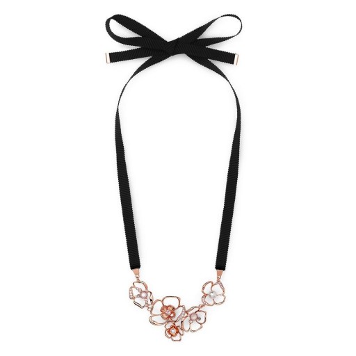 L.K. Bennett FLORRIE ROSE GOLD RIBBON NECKLACE ~ occasion jewellery ~ Swarovski crystal necklaces