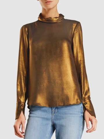 ‎FRAME‎ Concealed Silk Blouse / bronze blouses