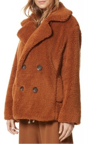 FREE PEOPLE Teddy Peacoat | copper-brown winter coats - flipped