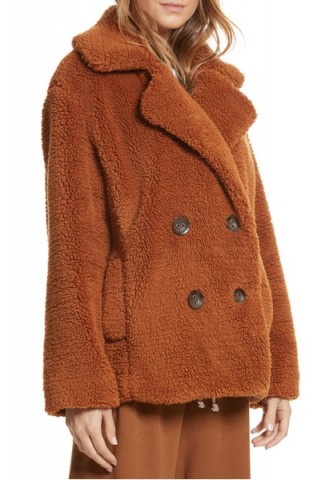 FREE PEOPLE Teddy Peacoat | copper-brown winter coats