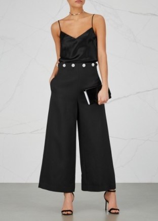 TORY BURCH Fremont crystal-embellished trousers ~ black wide leg evening pants - flipped