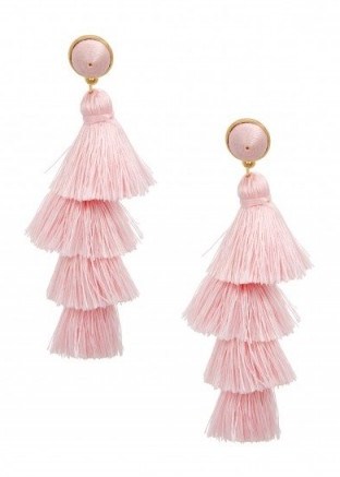 BAUBLEBAR Gabriela gold-plated tassel earrings | light pink tassels | party jewellery - flipped