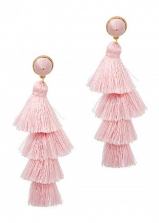 BAUBLEBAR Gabriela gold-plated tassel earrings | light pink tassels | party jewellery