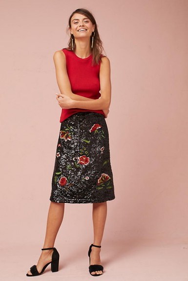 MAEVE Garden Glitz Skirt / floral sequined skirts - flipped
