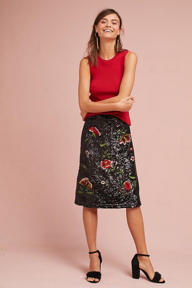 MAEVE Garden Glitz Skirt / floral sequined skirts