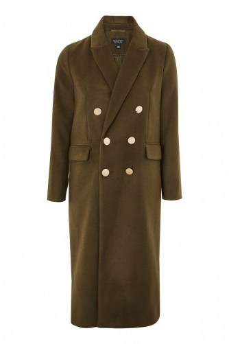 Topshop Gold Button Double Breasted Coat / longline khaki coats - flipped