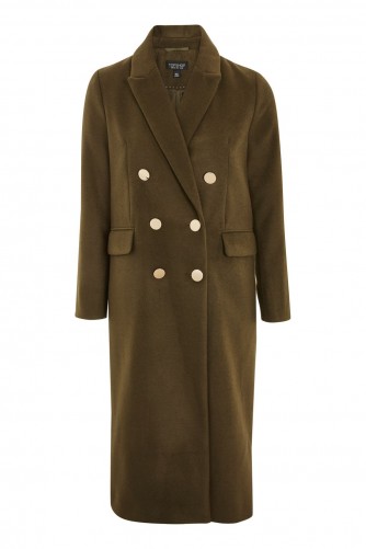 Topshop Gold Button Double Breasted Coat / longline khaki coats