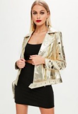 missguided gold eyelet sleeve biker jacket ~ casual luxe jackets