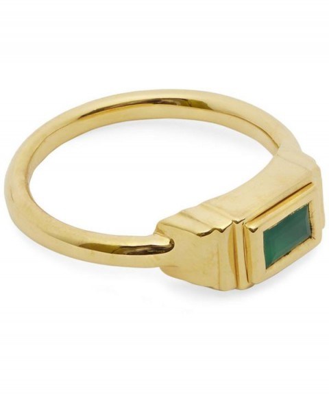 MONICA VINADER Gold-Plated Green Onyx Baja Deco Ring / gemstone rings - flipped