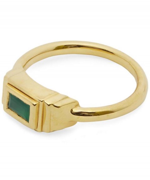 MONICA VINADER Gold-Plated Green Onyx Baja Deco Ring / gemstone rings
