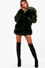 boohoo Grace Faux Fur Panelled Coat ~ green furry coats ~ winter luxe