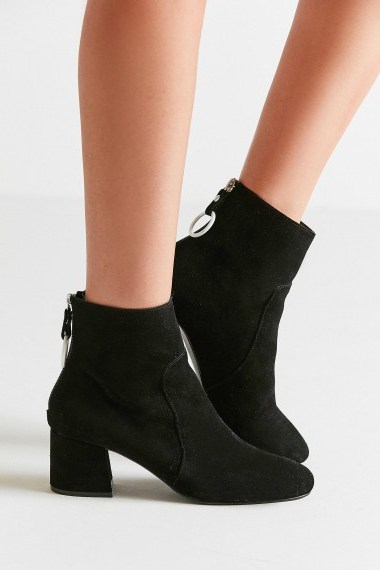 Harlow Suede O-Ring Black Ankle Boots - flipped