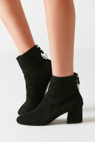 Harlow Suede O-Ring Black Ankle Boots