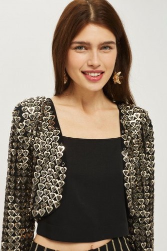 TOPSHOP Heart Sequin Jacket ~ short party jackets ~ embellished bolero - flipped