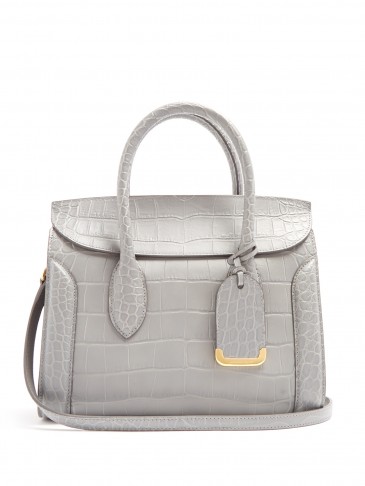 ALEXANDER MCQUEEN Heroine crocodile-effect grey leather tote | designer handbags