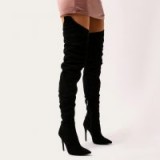 PUBLIC DESIRE HOUDINI EXTREME THIGH HIGH BOOTS IN BLACK FAUX SUEDE