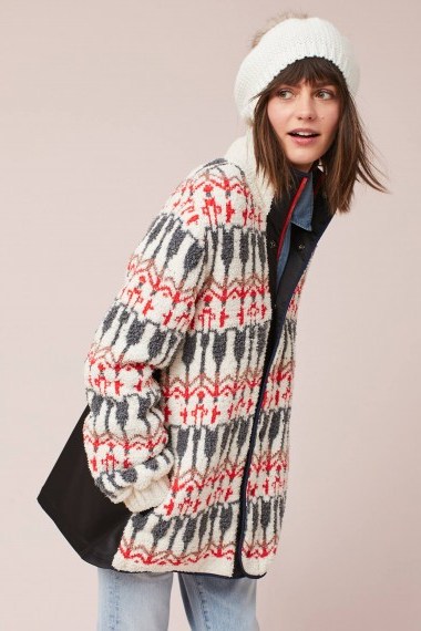 Sleeping On Snow Intarsia Jumper Jacket | knitted patterned jackets - flipped