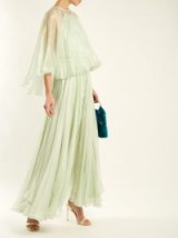MARIA LUCIA HOHAN Irini detachable-cape mousseline gown ~ pale green gowns