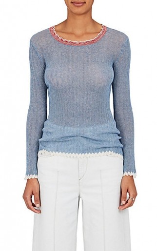 ISABEL MARANT ÉTOILE Aggy Cotton Sweater | blue rib knit fitted sweaters