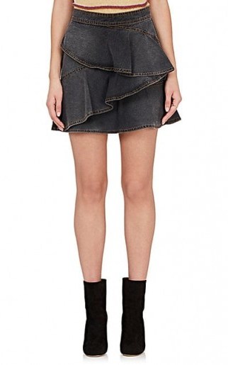 ISABEL MARANT ÉTOILE Coati Ruffle Denim Skirt | grey ruffled skirts - flipped