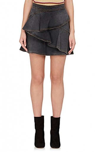 ISABEL MARANT ÉTOILE Coati Ruffle Denim Skirt | grey ruffled skirts