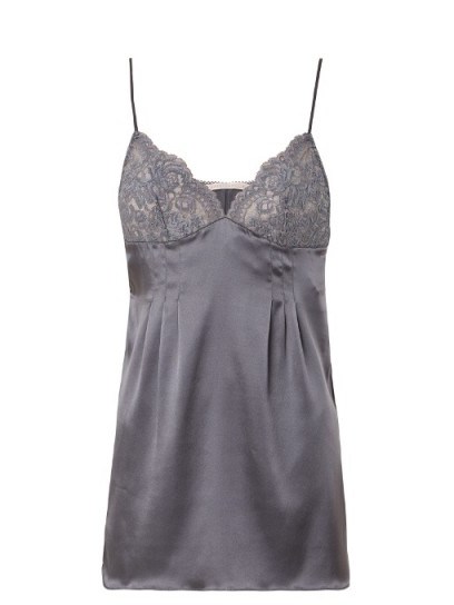 STELLA MCCARTNEY LINGERIE Isable Floating silk-blend satin cami top ~ silver-grey camisoles ~ luxe lingerie - flipped