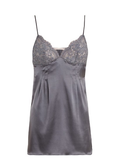 STELLA MCCARTNEY LINGERIE Isable Floating silk-blend satin cami top ~ silver-grey camisoles ~ luxe lingerie