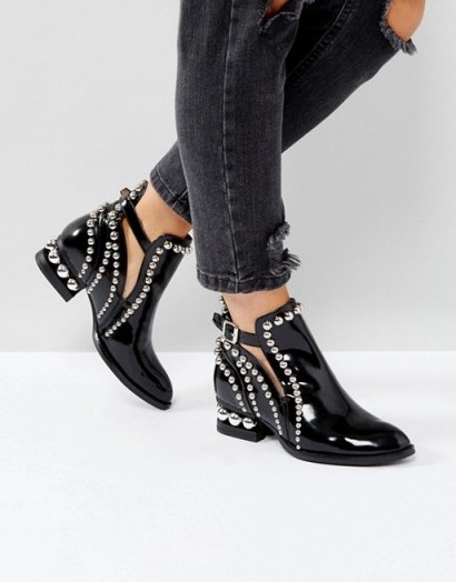 Jeffrey Campbell Rylance Black Studded Detail Ankle Boots | embellished flats - flipped