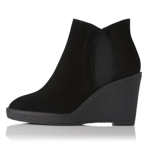 L.K. Bennett JOSEPHINE BLACK SUEDE ANKLE BOOTS ~ wedge heel ~ chunky style boot - flipped