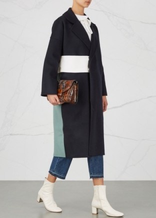 REJINA PYO Kate tri-tone wool blend coat – blue colourblock coats - flipped