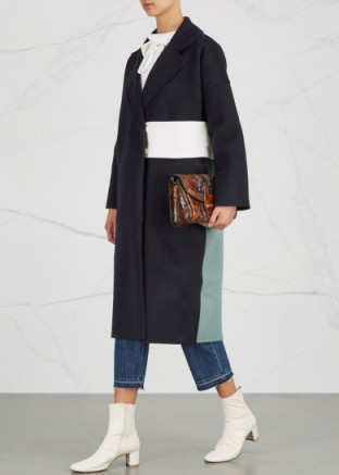 REJINA PYO Kate tri-tone wool blend coat – blue colourblock coats