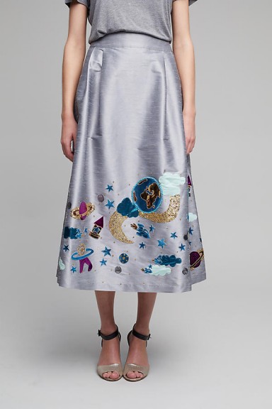 Manish Arora Kismet Cosmic Skirt ~ metallic silver a-line party skirts