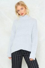 NASTY GAL Knit is What Knit is Oversized Sweater – grey turtleneck sweaters – high neck slouchy jumpers – knitwear