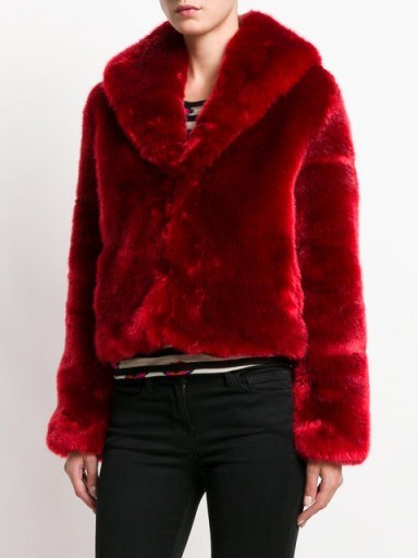 LA SEINE & MOI Erelle jacket | red faux fur jackets - flipped