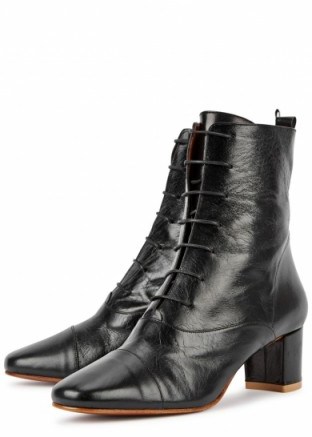 BY FAR Lada black leather ankle boots ~ Victorian style footwear - flipped