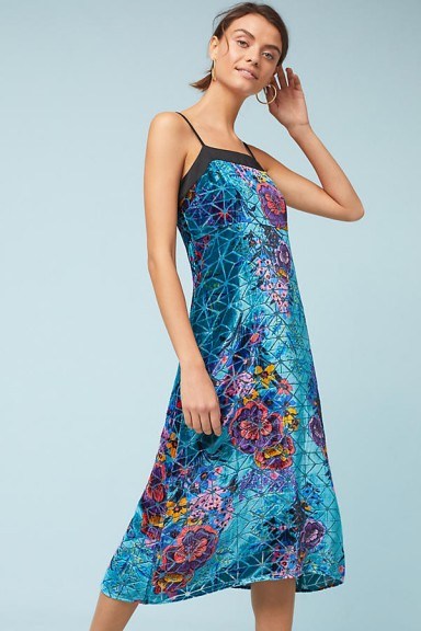 Moulinette Soeurs Lange Velvet Slip Dress | turquoise blue cami dresses | luxe - flipped
