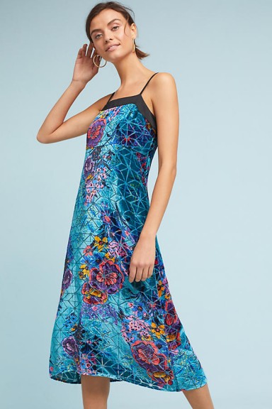 Moulinette Soeurs Lange Velvet Slip Dress | turquoise blue cami dresses | luxe